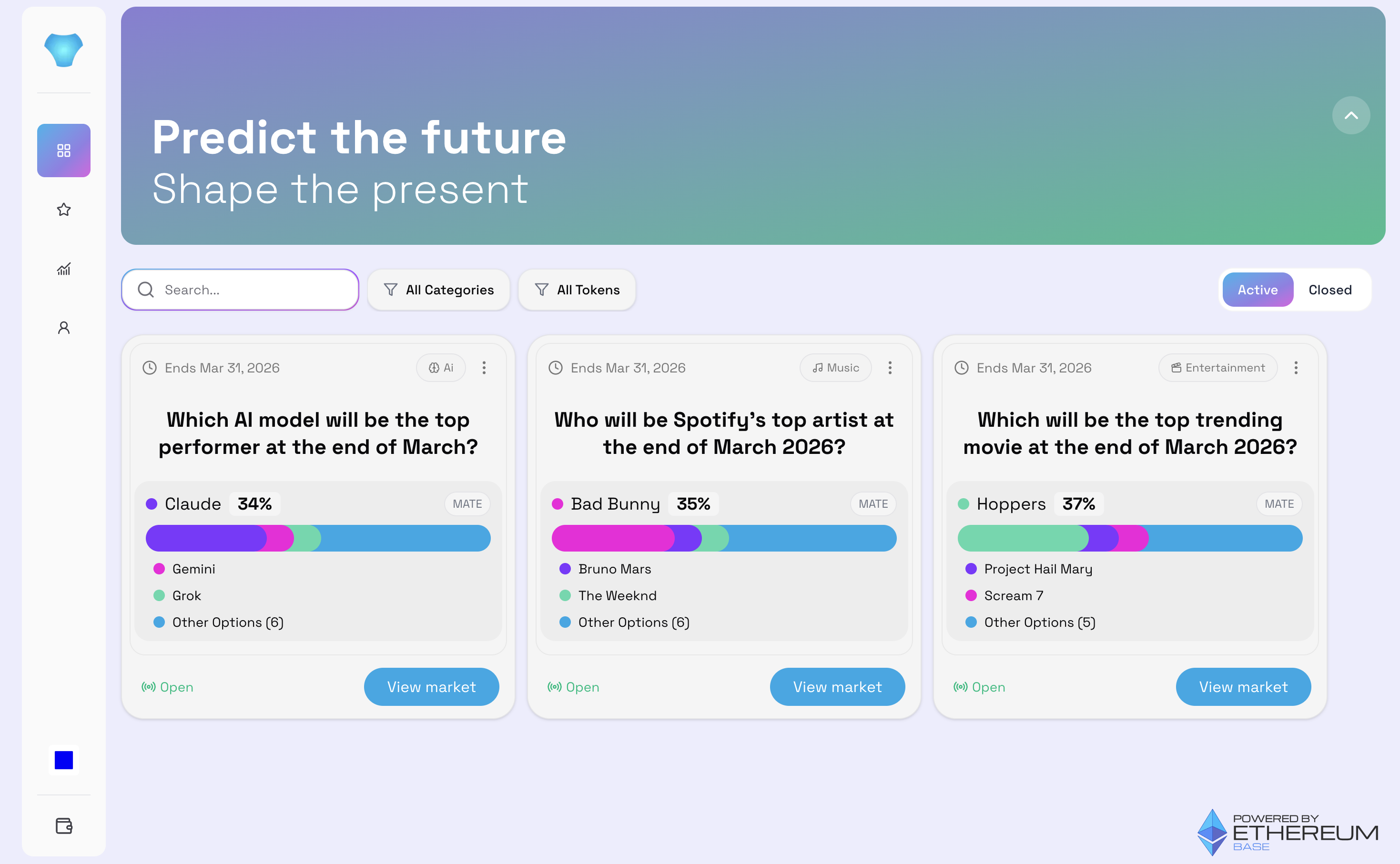 Precog app. Prediction markets onchain.